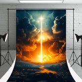 Aperturee - Deep Blue Sky Cloud Glitter Cross Easter Backdrop